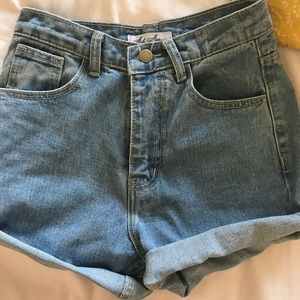 High waisted denim shorts